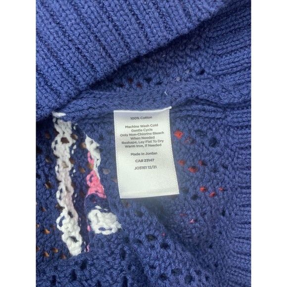 TALBOTS OPEN STITCH SWEATER - HAPPY STRIPE COTTON CREW NECK SIZE XL (16/18) NWT - Picture 14 of 14